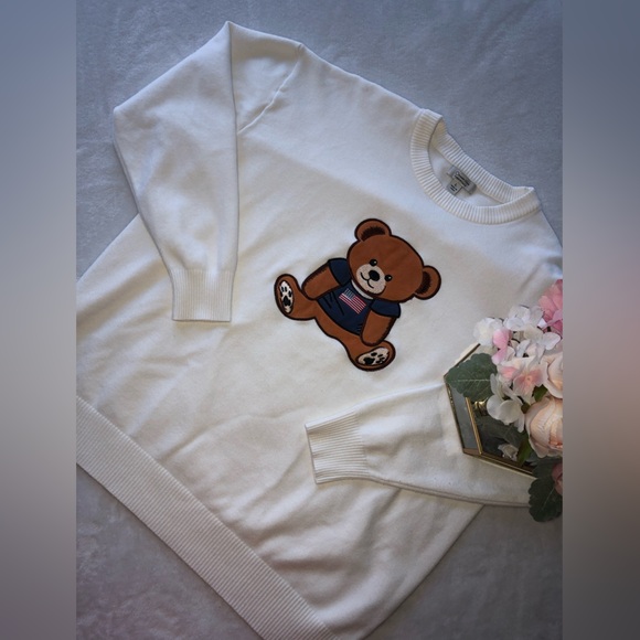 Orange Kiss Essentials Bear Patch Sweater - Picture 2 of 11